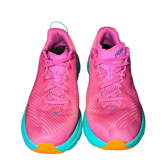 Hoka Rincon 3 Pink & Teal Athletic Running Shoe size 8B - Picture 3 of 8